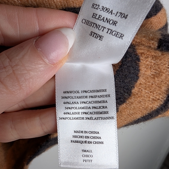 Rails Eleanor Tiger Stripe Wool Cashmere V-Neck Sweater Small - Picture 5 of 7